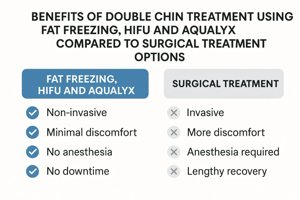 Graphic about the benefits of double chin treatment Birmingham - from LA LIPO
