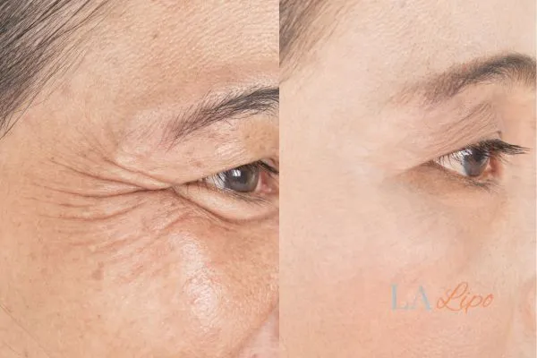 Before and after results of woman - HI-fu wrinkles reduction treatment Birmingham