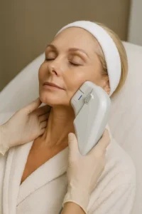 Woman receiving HIFU non surgical facelift treatment Birmingham