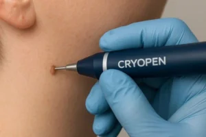 Person receiving skin tag removal Birmingham